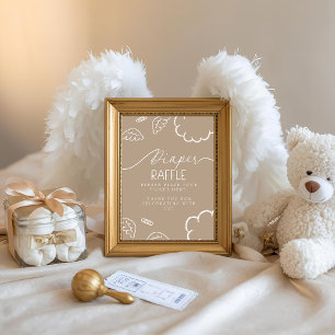 Little Piece of Heaven Beige Diaper Raffle Table Invitation