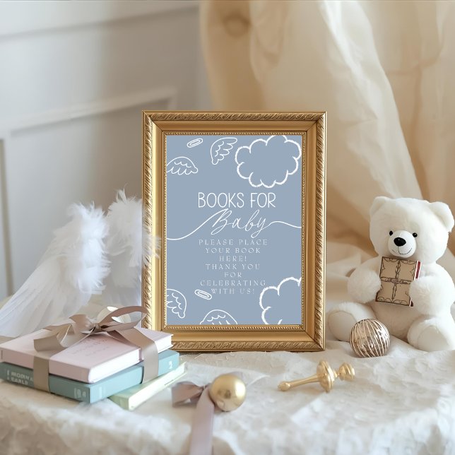 Little Piece of Heaven blue Books for Baby Sign Invitation (Little Piece of Heaven blue Books for Baby Sign)