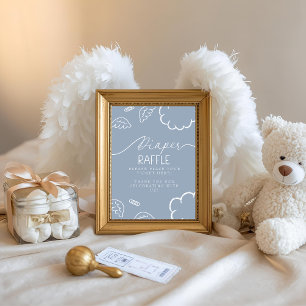 Little Piece of Heaven Blue Diaper Raffle Table Invitation