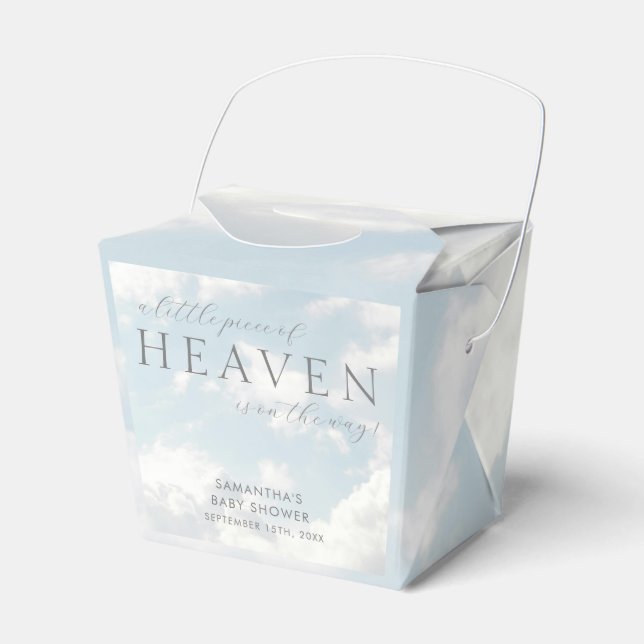 Little Piece of Heaven Clouds Baby Shower Favor Boxes (Front Side)