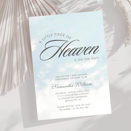Little Piece of Heaven Clouds Baby Shower Invitation