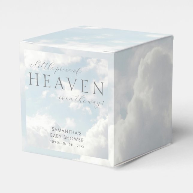 Little Piece of Heaven Custom Baby Shower Classic Favor Boxes (Front Side)