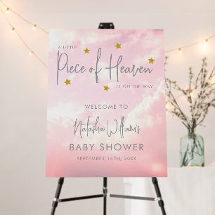 Little Piece of Heaven Girl Baby Shower Welcome Foam Board