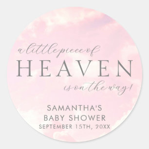 Little Piece of Heaven Pink Baby Shower Classic Round Sticker