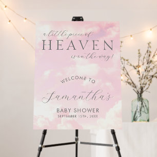 Little Piece of Heaven Pink Baby Shower Clouds Foam Board