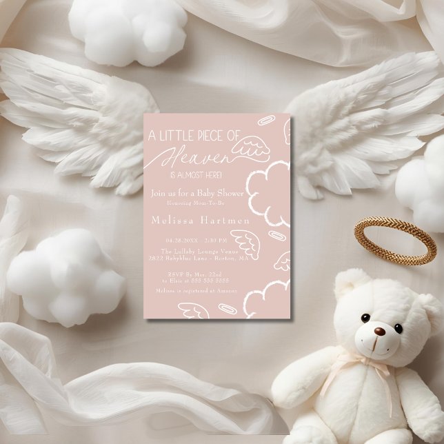 Little Piece of Heaven pink baby shower  Invitation (Little Piece of Heaven pink baby shower Invitation)