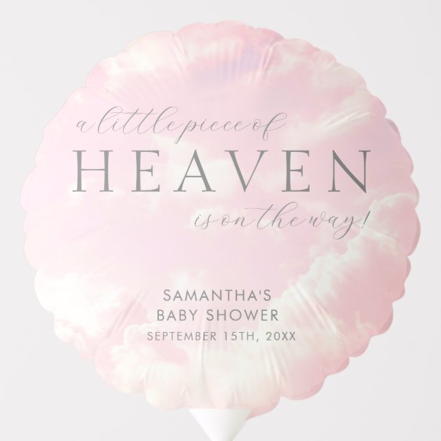Little Piece of Heaven Pink Clouds Baby Shower  Balloon (Front)