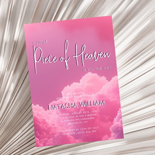 Little Piece of Heaven Pink Clouds Invitation