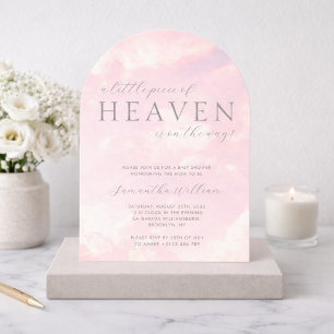 Little Piece of Heaven Pink Girl Baby Shower Invitation
