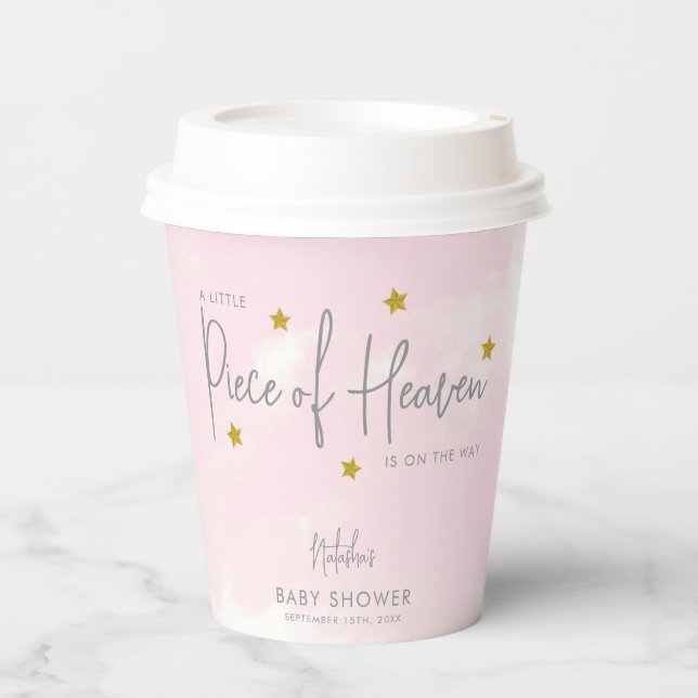 Little Piece of Heaven Sky Baby Shower Paper Cups (Front)