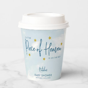 Little Piece of Heaven Sky Blue Baby Shower Paper Cups