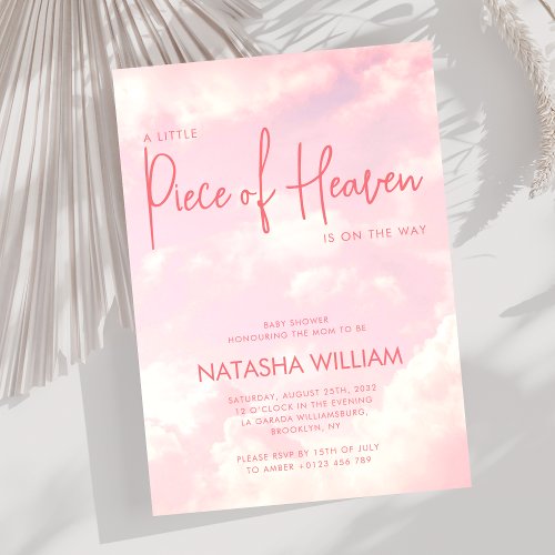 Little Piece of Heaven Sky Pastel Pink Invitation