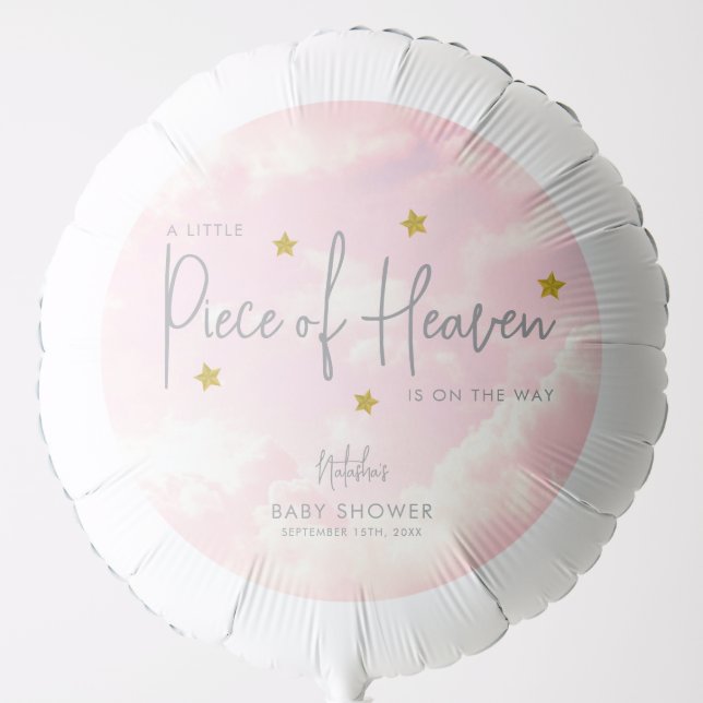 Little Piece of Heaven Sky Pink Baby Shower Balloon (Front)