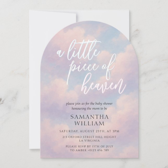 Little Piece of Heaven Whimsical Baby Shower Arch Invitation (Front)