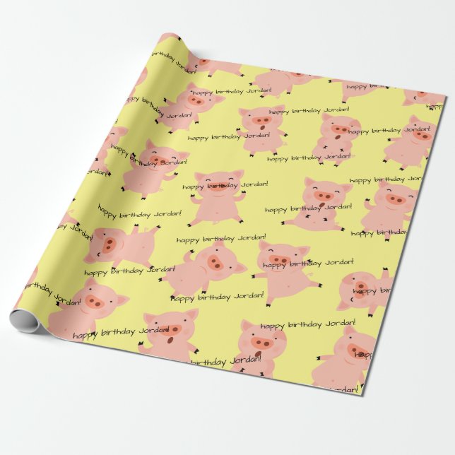 Little Piggies All Over Wrapping Paper (Unrolled)