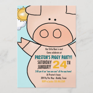 Little Piggy Birthday Party Invitation