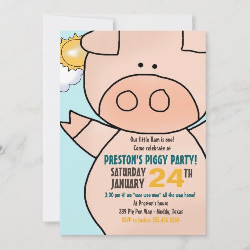 Little Piggy Birthday Party Invitation