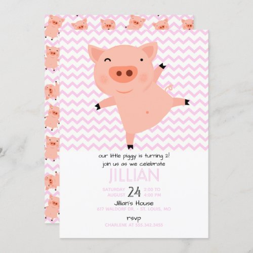 Little Piggy Birthday Party Invitation