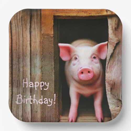 Little Piggy Happy Birthday Paper Plates
