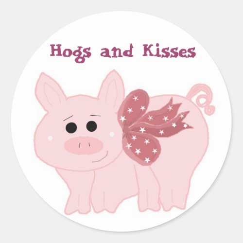 Little Piggy Hogs and Kisses Classic Round Sticker