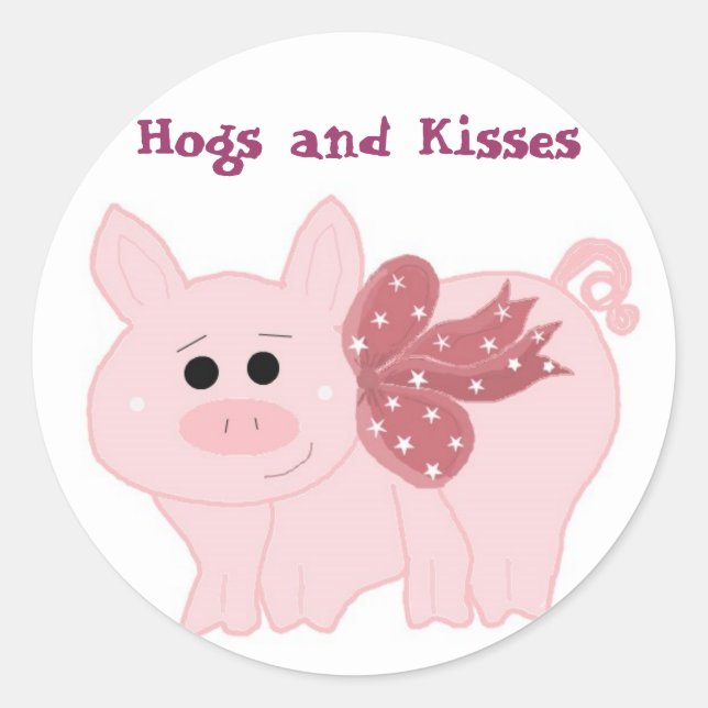 Little Piggy Hogs and Kisses Classic Round Sticker (Front)