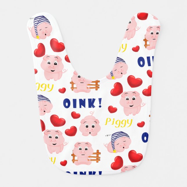 Little Piggy Oink Baby Bib (Front)