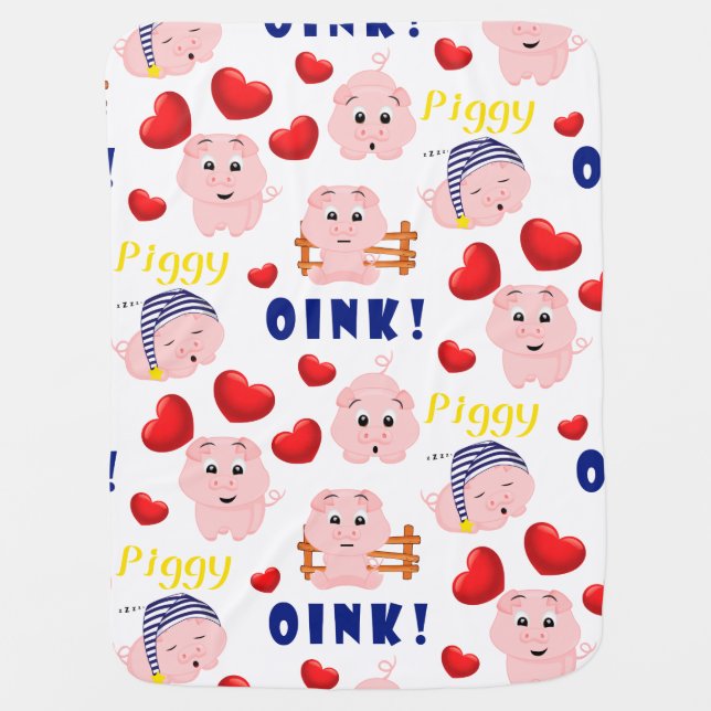 Little Piggy Oink Baby Blanket (Front)