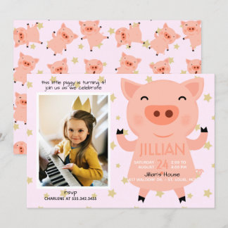 Little Piggy Photo Birthday Party Invitation