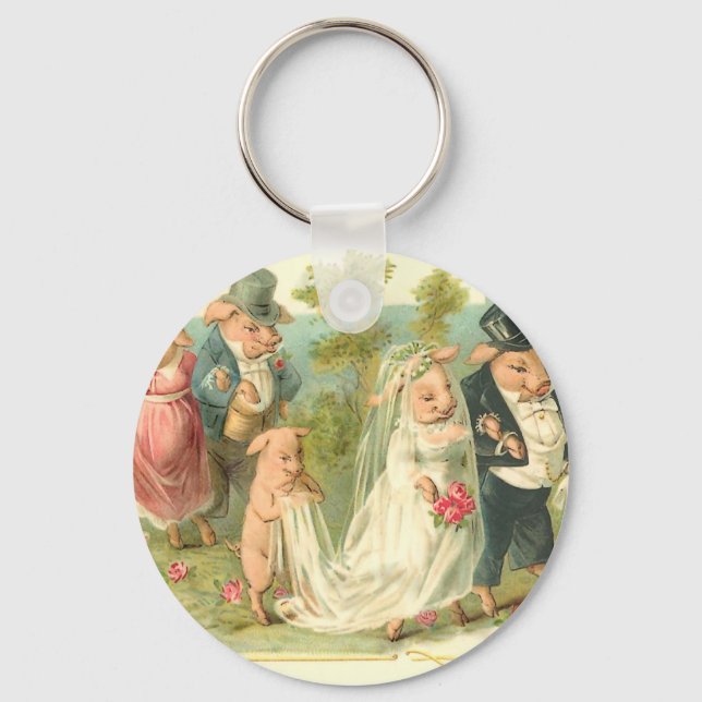 Little Piggy Wedding Keychain (Front)