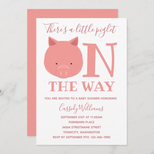 Little Piglet On The Way Baby Shower Invitation