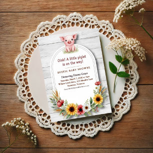 Little Piglet Sunflower Farm Baby Shower Invitation