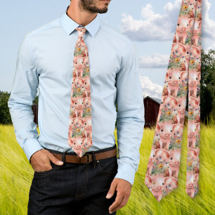 Little Pigs in Wildflowers Pattern Tie