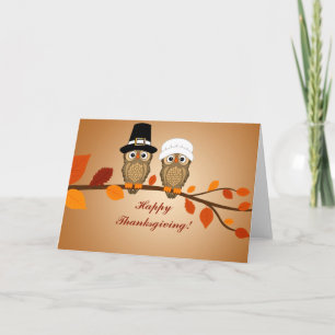 Little Pilgrim Owls Thanksgiving Cards