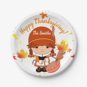 Little Pilgrim Thanksgiving Custom Paper Plates
