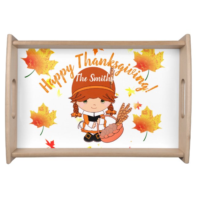Little Pilgrim Thanksgiving Custom  Serving Tray (Front)