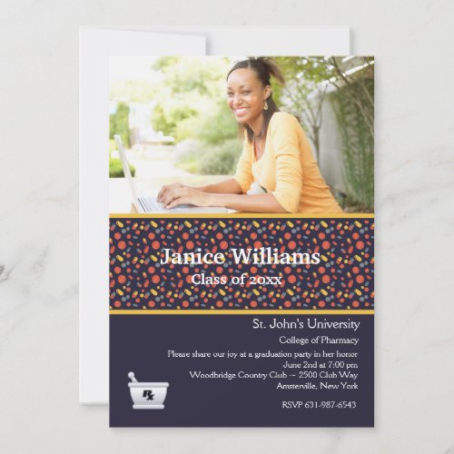 Little Pills Pharmacy Photo Graduation Invitation