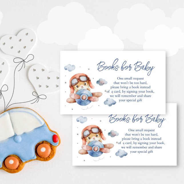Little pilot airplane baby shower books request enclosure card (Little pilot vintage airplane baby shower diaper raffle enclosure card diaper raffle ticket)
