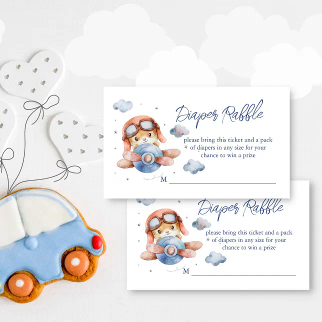 Little pilot airplane baby shower diaper raffle enclosure card | Zazzle