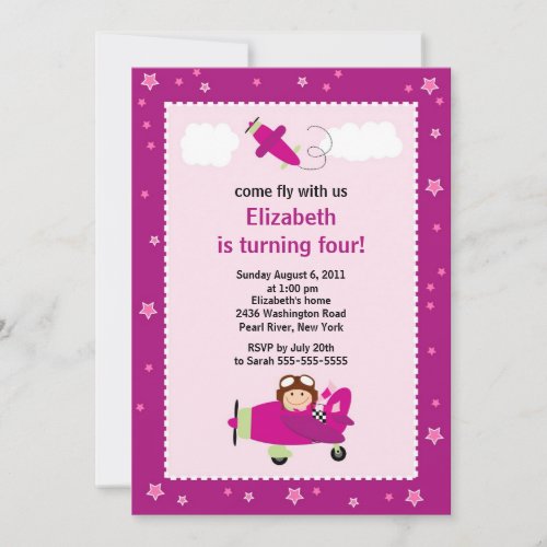 Little Pilot Airplane Birthday Party Invitation