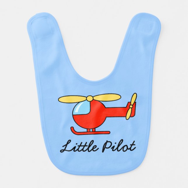 Little Pilot baby bib with toy helicopter (Front)