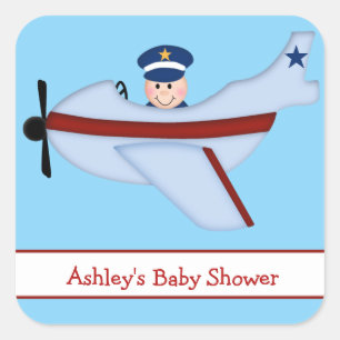 Little Pilot Baby Shower Stickers