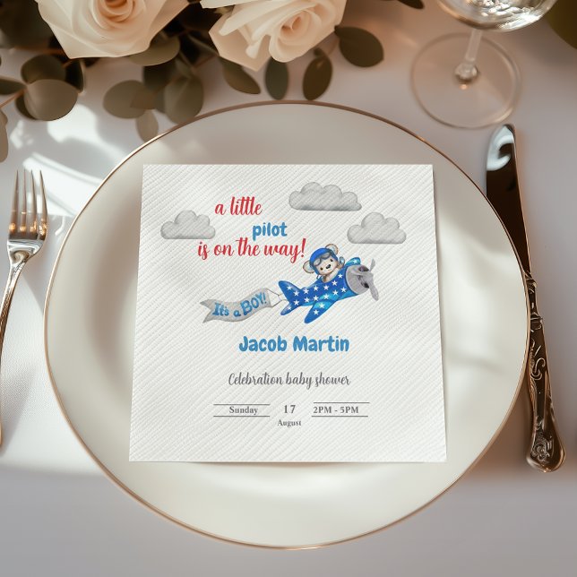 Little Pilot in the Sky Baby Shower Napkins (Creator Uploaded)