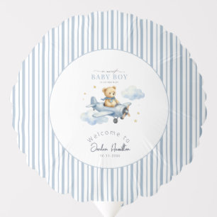 Little Pilot Teddy Bear Baby Boy Shower Balloon