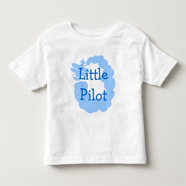 Little pilot toddler t shirt with flying airplain (Front)