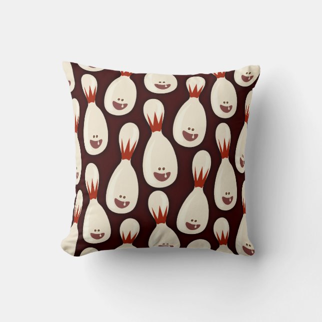Little Pinhead  Fun Bowling Time Cool Pattern Throw Pillow (Front)