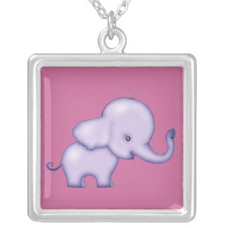 LIttle Pink and Purple Elephant Necklace