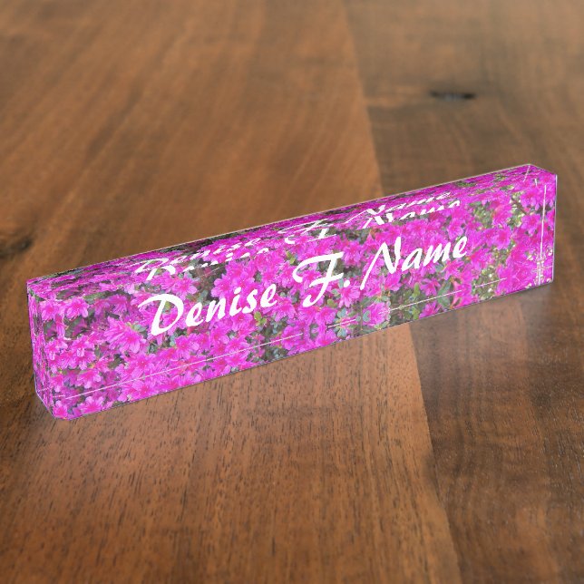 Little Pink Azaleas Personalized Floral Name Plate (Side)
