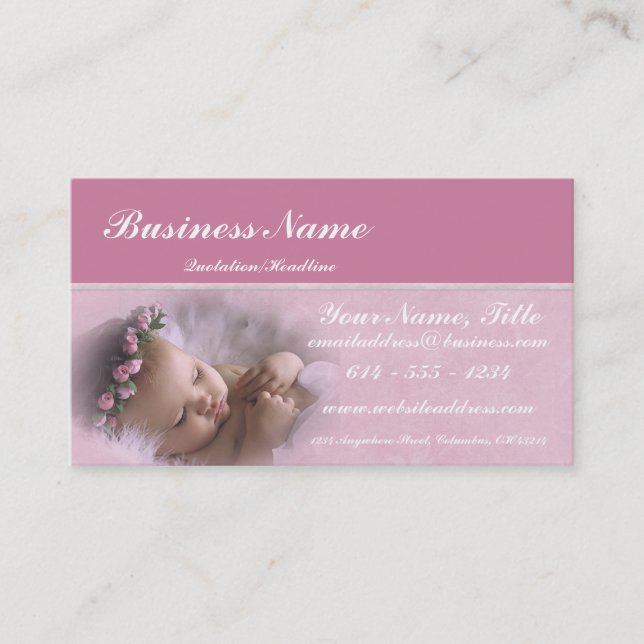 Little Pink Baby Girl Business Cards (Front)