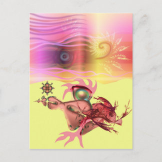 Little pink beastie goes for a run postcard