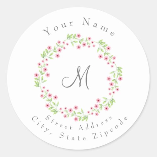 Little Pink Blossoms Wreath Address Label